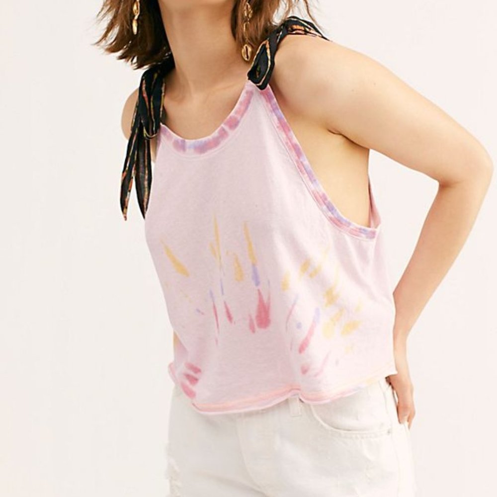 Free People Koa Tie-Dye Tank Top, Pink Light - Picture 1 of 5